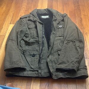 Sonoma Olive Green Military Field Jacket with Black Sherpa Lining